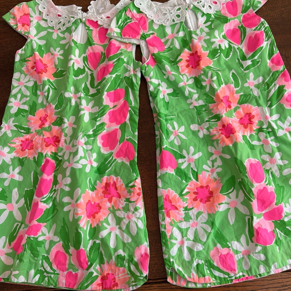 Pair of Lilly Pulitzer green/pink floral dresses~size12~